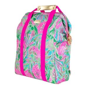 NEW Lilly Pulitzer Backpack Cooler in Coming In Hot Floral Print Hot Pink